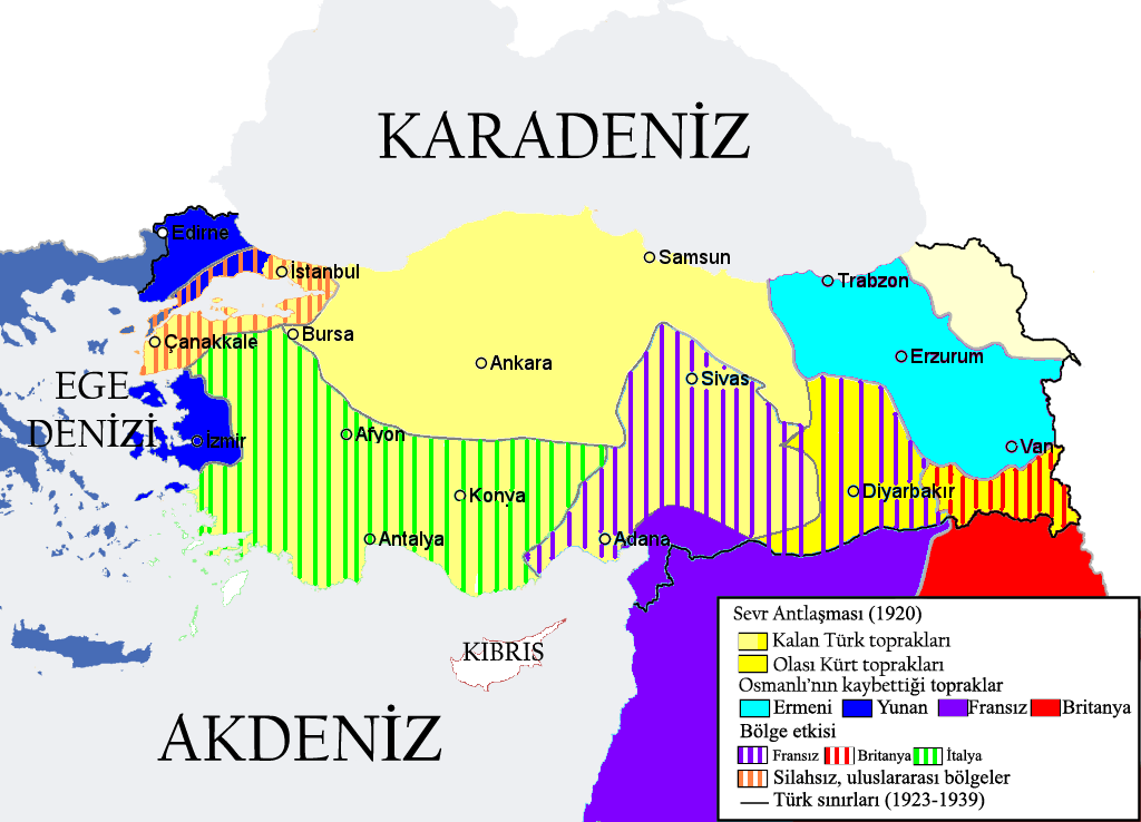 sevr antlaşması'na göre osmanlı i̇mparatorluğu'nun paylaşılması