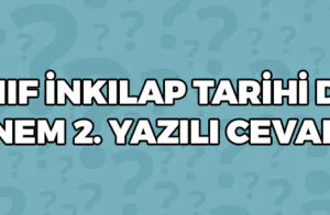 8 Sınıf 1 Dönem 2 Yazılı Cevapları