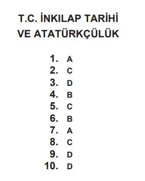 2022 LGS İnkılap Tarihi Soruları ve Cevapları 2 2022 LGS Inkilap Tarihi Cevaplari