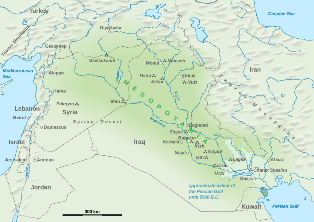 Mezopotamya'yı gösteren harita.