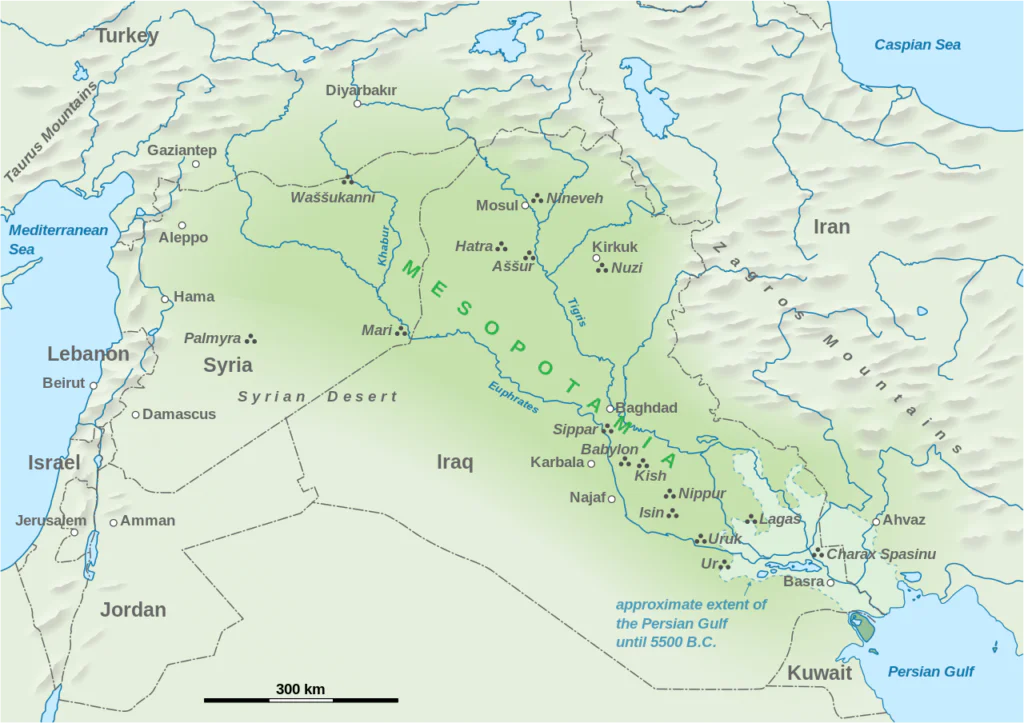 Sümerler (MÖ 4000- MÖ 2350) 2 Mezopotamya'yı gösteren harita.