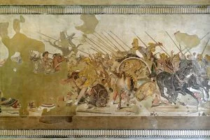 Büyük İskender: İssos Savaşı'nda İskender ile III. Dareios, Pompeii'den Roma dönemi mozaiği