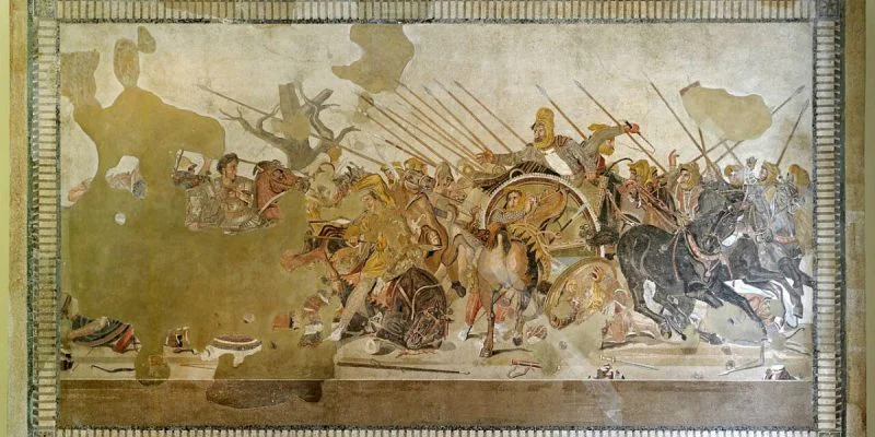 Büyük İskender: İssos Savaşı'nda İskender ile III. Dareios, Pompeii'den Roma dönemi mozaiği