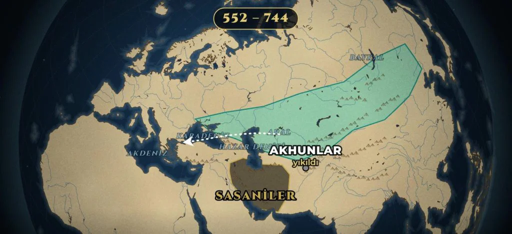 İslamiyet Öncesi Türk Devletleri Kültür ve Medeniyeti 1 Göktürk Devleti haritası 552–744: Doğu ve Batı Göktürk toprakları, Ötüken ve Orhun Vadisi