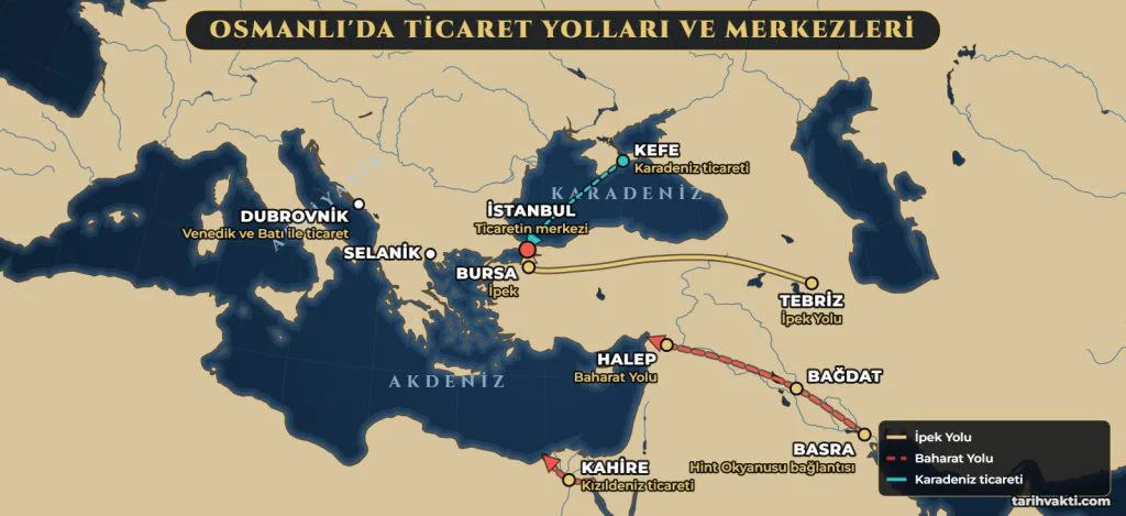 Osmanlı'da ticaret yolları haritası: İpek Yolu ve Baharat Yolu