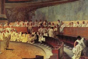 Roma İmparatorluğu: Cicero Senato'da Catilina'yı suçlarken, Cesare Maccari tablosu