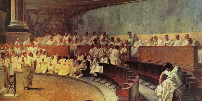 Roma İmparatorluğu: Cicero Senato'da Catilina'yı suçlarken, Cesare Maccari tablosu